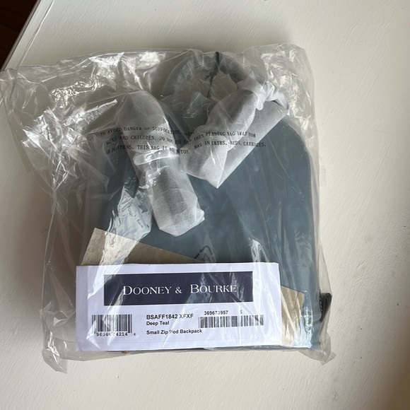 Dooney & Bourke Saffiano Small Zip Pod Backpack, NWT in bag, Deep Teal - Picture 4 of 5